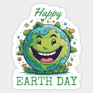 Funny Earth Day Smile Face Earth Cool Happy Earth Day 2024 Sticker